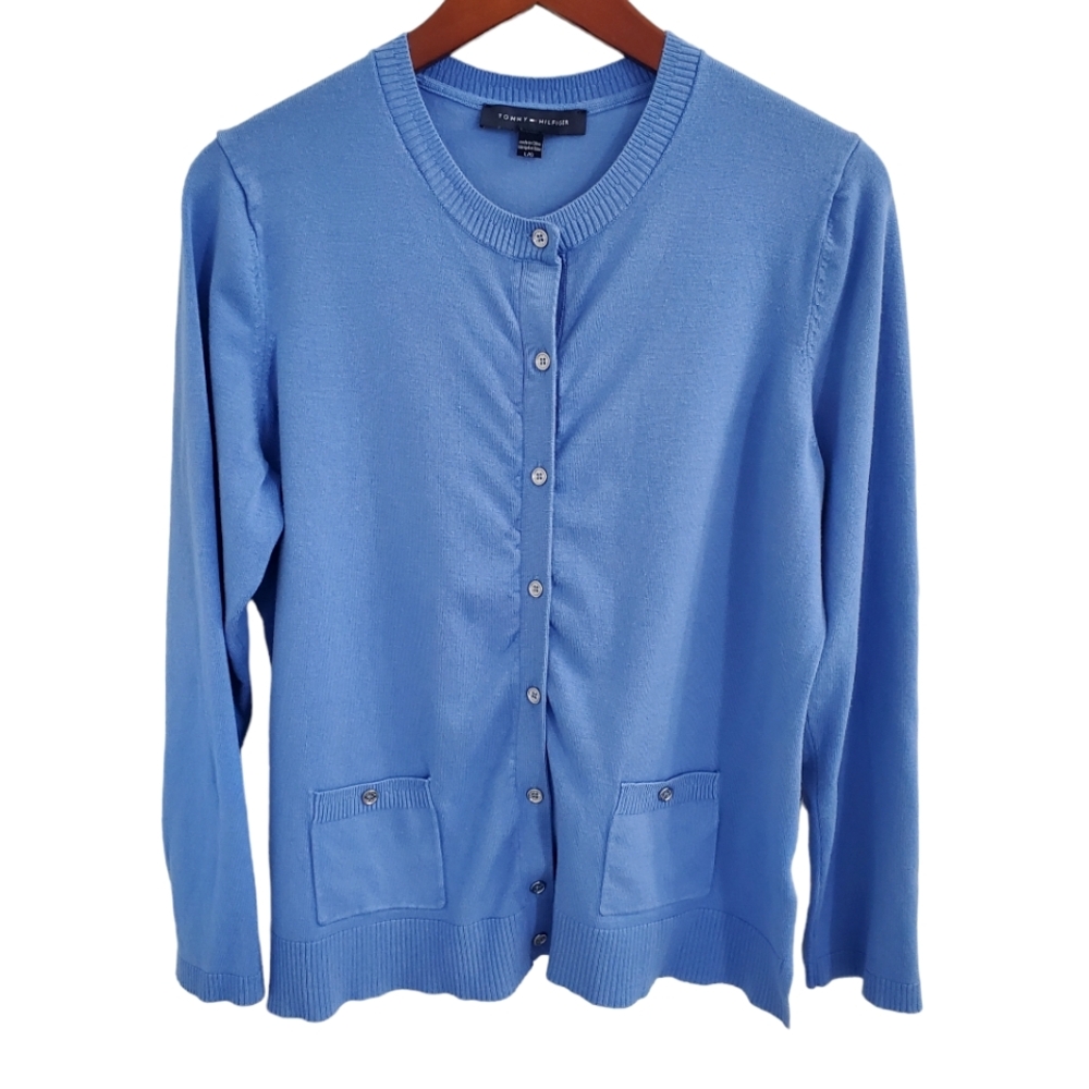 Tommy Hilfiger Blue Cardigan in Size Large